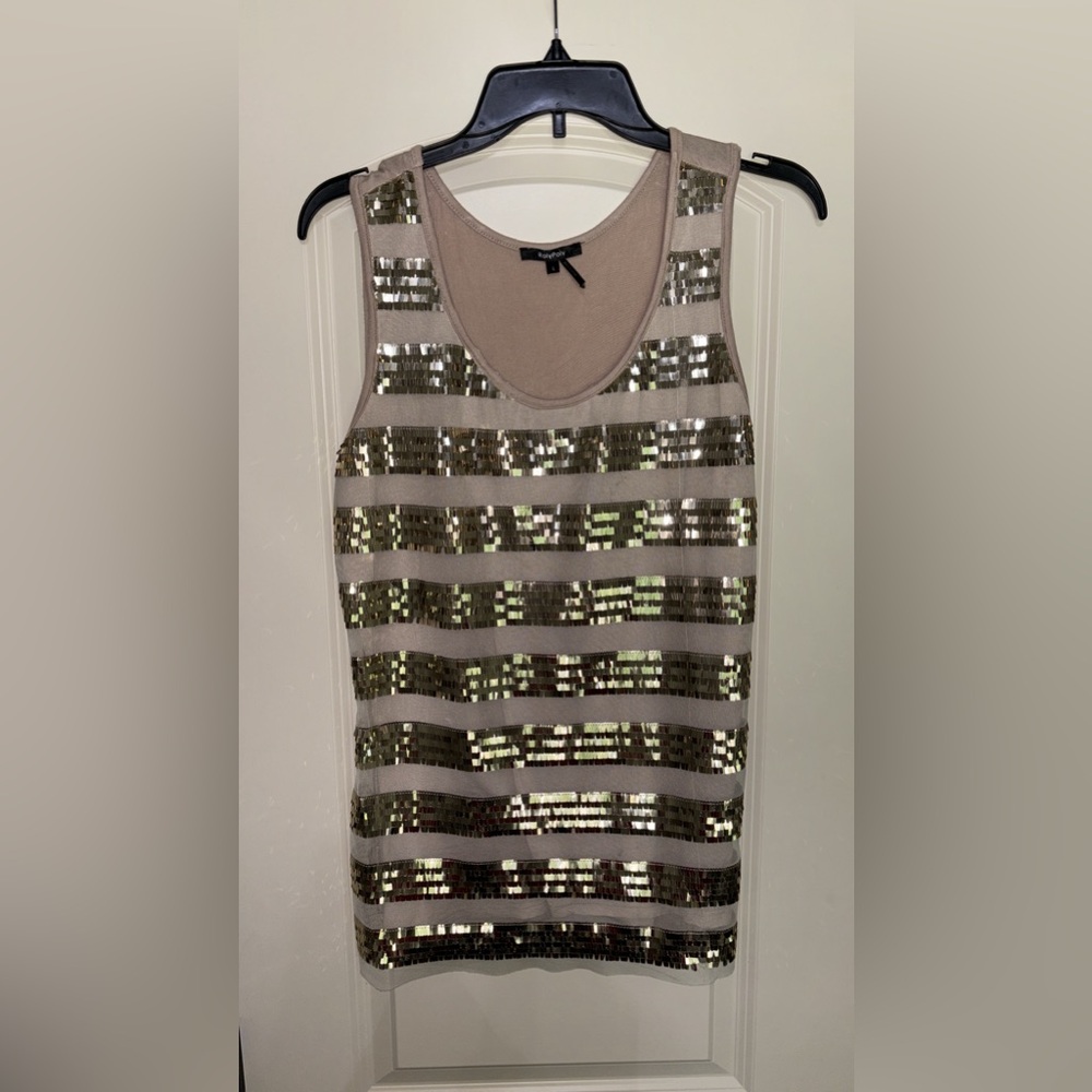Gold sequin stripe tank by RolyPoly. Size Large. Fun!